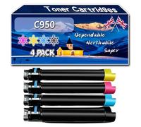 Compatible for Lexmark C950 Toner Cartridges, Work for Lexmark X952DE X952DTE X954 X954DTE X954DE X955DE X950DHE X950DE X950 C950DE Printers (4-Pack BK/C/M/Y)