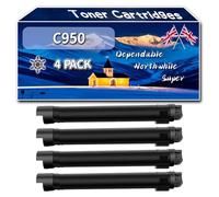 Compatible for Lexmark C950 Toner Cartridges, Work for Lexmark X952DE X952DTE X954 X954DTE X954DE X955DE X950DHE X950DE X950 C950DE Printers (4 Pack Black)