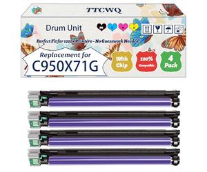 Compatible for Lexmark C950X71G Drum Unit Work for Lexmark C950dte C950de X950de X950dhe X952de X954dhe Printers, with Chip, High Yield 119000 Pages, High-Definition Printing (4-Pack BK/C/M/Y)