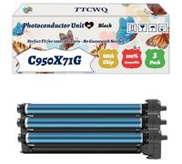 Compatible for Lexmark C950X71G Photoconductor Unit Work for Lexmark C950de X950de X952de X954de Printers, with Chip, High Yield 80000 Pages, High-Definition Printing (3 Pack Black)