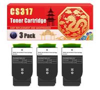Compatible for Lexmark CS317 CS317 CS41 CS517 CX317 CX417 CX517 Toner Cartridge Printers, With Chip Large Capacity 3000 Pages (3 Pack Black)