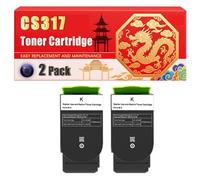 Compatible for Lexmark CS317 CS317 CS41 CS517 CX317 CX417 CX517 Toner Cartridge Printers, With Chip Large Capacity 3000 Pages (2 Pack Black)