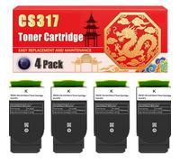 Compatible for Lexmark CS317 CS317 CS41 CS517 CX317 CX417 CX517 Toner Cartridge Printers, With Chip Large Capacity 3000 Pages (4 Pack Black)