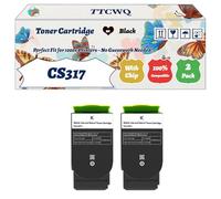 Compatible for Lexmark CS317 Toner Cartridge Work for Lexmark CS317 CS41 CS517 CX317 CX417 CX517 Printers, with Chip, High Yield 3000 Pages, High-Definition Printing (2 Pack Black)