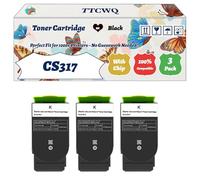 Compatible for Lexmark CS317 Toner Cartridge Work for Lexmark CS317 CS41 CS517 CX317 CX417 CX517 Printers, with Chip, High Yield 3000 Pages, High-Definition Printing (3 Pack Black)