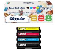 Compatible for Lexmark CS331dw Toner Cartridges Work for Lexmark CS331dw CX331adwe Printers, with Chip, High Yield 4500 Pages, High-Definition Printing (4-Pack BK/C/M/Y)