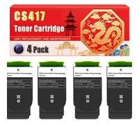 Compatible for Lexmark CS417 CS417 CS517 CX517 Toner Cartridge Printers, With Chip Large Capacity 6000 Pages (4 Pack Black)