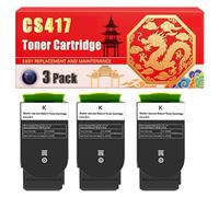 Compatible for Lexmark CS417 CS417 CS517 CX517 Toner Cartridge Printers, With Chip Large Capacity 6000 Pages (3 Pack Black)
