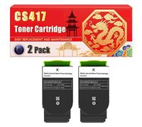 Compatible for Lexmark CS417 CS417 CS517 CX517 Toner Cartridge Printers, With Chip Large Capacity 6000 Pages (2 Pack Black)
