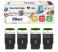 Compatible for Lexmark CS417 Toner Cartridge Work for Lexmark CS417 CS517 CX517 Printers, with Chip, High Yield 6000 Pages, High-Definition Printing (4 Pack Black)