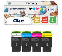 Compatible for Lexmark CS417 Toner Cartridge Work for Lexmark CS417 CS517 CX517 Printers, with Chip, High Yield 6000 Pages, High-Definition Printing (4-Pack BK/C/M/Y)
