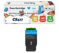 Compatible for Lexmark CS417 Toner Cartridge Work for Lexmark CS417 CS517 CX517 Printers, with Chip, High Yield 6000 Pages, High-Definition Printing (1 Pack Cyan)