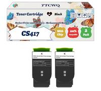 Compatible for Lexmark CS417 Toner Cartridge Work for Lexmark CS417 CS517 CX517 Printers, with Chip, High Yield 6000 Pages, High-Definition Printing (2 Pack Black)