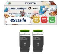 Compatible for Lexmark CS421dn Toner Cartridges Work for Lexmark CS421dn CS521dn CS622de CX421adn Printers, with Chip, High Yield 9500 Pages, High-Definition Printing (2 Pack Black)