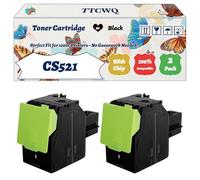 Compatible for Lexmark CS521 Toner Cartridge Work for Lexmark CS421 CS521 CS622 CX421 CX522 CX622 CX625 Printers, with Chip, High Yield 2500 Pages, High-Definition Printing (2 Pack Black)