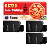 Compatible for Lexmark CS720 CS720 CS725 CX725 Toner Cartridge Printers, With Chip Large Capacity 3000 Pages (3 Pack Black)