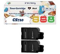 Compatible for Lexmark CS720 Toner Cartridge Work for Lexmark CS720 CS725 CX725 Printers, with Chip, High Yield 7000 Pages, High-Definition Printing (2 Pack Black)