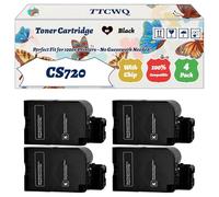 Compatible for Lexmark CS720 Toner Cartridge Work for Lexmark CS720 CS725 CX725 Printers, with Chip, High Yield 3000 Pages, High-Definition Printing (4 Pack Black)