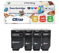 Compatible for Lexmark CS720 Toner Cartridge Work for Lexmark CS720 CS725 CX725 Printers, with Chip, High Yield 7000 Pages, High-Definition Printing (4-Pack BK/C/M/Y)
