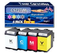 Compatible for Lexmark CS727de Toner Cartridges, Work for Lexmark CS727de CS728de CX727de Printers, Toner Cartridges 75B20K0 75B20C0 75B20M0 75B20Y0 (4-Pack BK/C/M/Y)