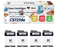 Compatible for Lexmark CS727de Toner Cartridges Work for Lexmark CS727de CS728de CX727de Printers, with Chip, High Yield 13000 Pages, High-Definition Printing (4 Pack Black)