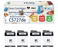 Compatible for Lexmark CS727de Toner Cartridges Work for Lexmark CS727de CS728de CX727de Printers, with Chip, High Yield 13000 Pages, High-Definition Printing (4 Pack Black)