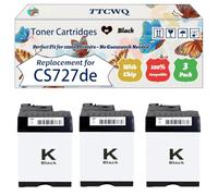 Compatible for Lexmark CS727de Toner Cartridges Work for Lexmark CS727de CS728de CX727de Printers, with Chip, High Yield 13000 Pages, High-Definition Printing (3 Pack Black)