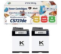 Compatible for Lexmark CS727de Toner Cartridges Work for Lexmark CS727de CS728de CX727de Printers, with Chip, High Yield 13000 Pages, High-Definition Printing (2 Pack Black)
