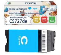 Compatible for Lexmark CS727de Toner Cartridges Work for Lexmark CS727de CS728de CX727de Printers, with Chip, High Yield 13000 Pages, High-Definition Printing (1 Pack Cyan)