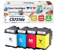 Compatible for Lexmark CS727de Toner Cartridges Work for Lexmark CS727de CS728de CX727de Printers, with Chip, High Yield 13000 Pages, High-Definition Printing (4-Pack BK/C/M/Y)