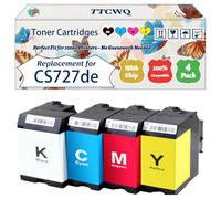 Compatible for Lexmark CS727de Toner Cartridges Work for Lexmark CS727de CS728de CX727de Printers, with Chip, High Yield 13000 Pages, High-Definition Printing (4-Pack BK/C/M/Y)