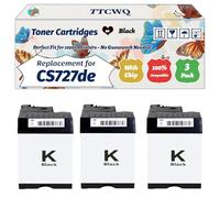 Compatible for Lexmark CS727de Toner Cartridges Work for Lexmark CS727de CS728de CX727de Printers, with Chip, High Yield 13000 Pages, High-Definition Printing (3 Pack Black)