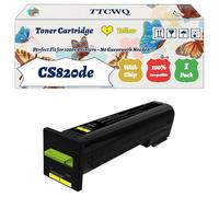 Compatible for Lexmark CS820de Toner Cartridge Work for Lexmark CX825dte CX825dtfe CX860de CX860dte CX860dtfe Printers, with Chip, High Yield 8000 Pages, High-Definition Printing (1 Pack Yellow)