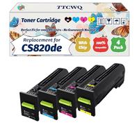 Compatible for Lexmark CS820de Toner Cartridge Work for Lexmark CX825dte CX825dtfe CX860de CX860dte CX860dtfe Printers, with Chip, High Yield 8000 Pages, High-Definition Printing (4-Pack BK/C/M/Y)