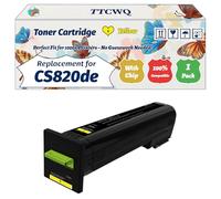 Compatible for Lexmark CS820de Toner Cartridge Work for Lexmark CX825dte CX825dtfe CX860de CX860dte CX860dtfe Printers, with Chip, High Yield 8000 Pages, High-Definition Printing (1 Pack Yellow)