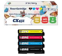 Compatible for Lexmark CX431 Toner Cartridge Work for Lexmark CS431 CX431 Printers, with Chip, High Yield 1500 Pages, High-Definition Printing (4-Pack BK/C/M/Y)