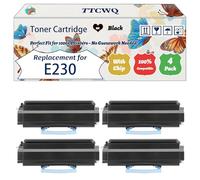 Compatible for Lexmark E230 Toner Cartridge Work for Lexmark E342tn Optra E232 Optra E330 Optra E332 T240 Printers, with Chip, High Yield 2500 Pages, High-Definition Printing (4 Pack Black)