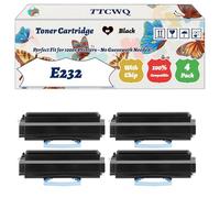 Compatible for Lexmark E232 Toner Cartridge Work for Lexmark E232 E240 E330 E332 E340 E342 Printers, with Chip, High Yield 2500 Pages, High-Definition Printing (4 Pack Black)