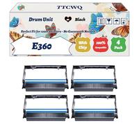Compatible for Lexmark E360 Drum Unit Work for Lexmark E260 E260d E260dn E360 E360d E360dn E460 Printers, with Chip, High Yield 20000 Pages, High-Definition Printing (4 Pack Black)