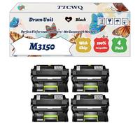 Compatible for Lexmark M3150 Drum Unit Work for Lexmark M3150 XM3150 Printers, with Chip, High Yield 60000 Pages, High-Definition Printing (4 Pack Black)
