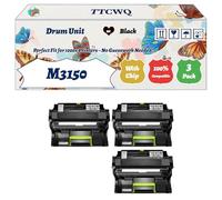 Compatible for Lexmark M3150 Drum Unit Work for Lexmark M3150 XM3150 Printers, with Chip, High Yield 60000 Pages, High-Definition Printing (3 Pack Black)