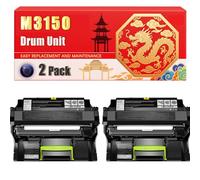 Compatible for Lexmark M3150 M3150 XM3150 Drum Unit Printers, With Chip Large Capacity 60000 Pages (2-Pack Black)