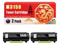 Compatible for Lexmark M3150 M3150 XM3150 Toner Cartridge Printers, With Chip Large Capacity 16000 Pages (2-Pack Black)