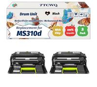 Compatible for Lexmark MS310d Drum Unit Work for Lexmark MS415dn MS510dn MS610de MS610dn MS610dte MS711dn Printers, with Chip, High Yield 60000 Pages, High-Definition Printing (2-Pack Black)