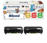 Compatible for Lexmark MS310d Toner Cartridge Work for Lexmark MS310d MS310dn Printers, with Chip, High Yield 5000 Pages, High-Definition Printing (2-Pack Black)