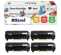 Compatible for Lexmark MS310d Toner Cartridge Work for Lexmark MS310d MS310dn Printers, with Chip, High Yield 10000 Pages, High-Definition Printing (4 Pack Black)
