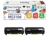 Compatible for Lexmark MS310d Toner Cartridge Work for Lexmark MS310d MS310dn Printers, with Chip, High Yield 10000 Pages, High-Definition Printing (2-Pack Black)
