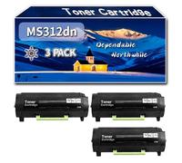 Compatible for Lexmark MS312dn Toner Cartridge, Work for Lexmark MS310d MS310dn MS312dn MS415dn MS510dn MS610de MS610dn MS610dte Printers, Toner Cartridge (3 Pack Black)