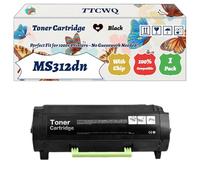 Compatible for Lexmark MS312dn Toner Cartridge Work for Lexmark MS310d MS310dn MS312dn MS415dn MS510dn MS610de MS610dn Printers (1 Pack Black)