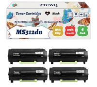Compatible for Lexmark MS312dn Toner Cartridge Work for Lexmark MS310d MS310dn MS312dn MS415dn MS510dn MS610de MS610dn Printers (4 Pack Black)
